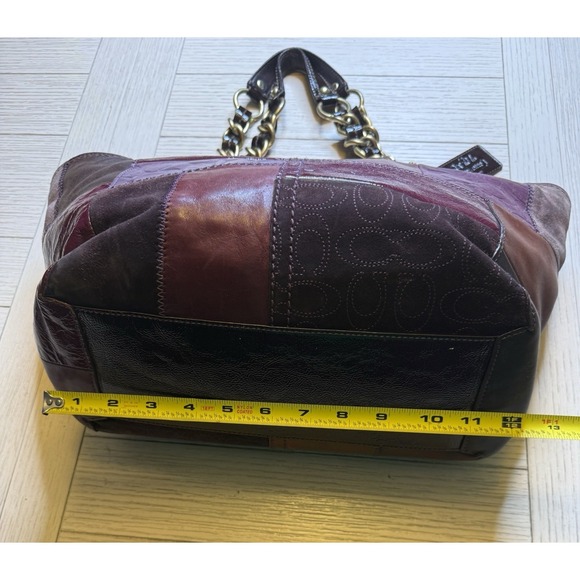 Coach Bleeker Patchwork Tote Leather Multi Brass Shoulder Bag Boho Retro Suede - Picture 7 of 12